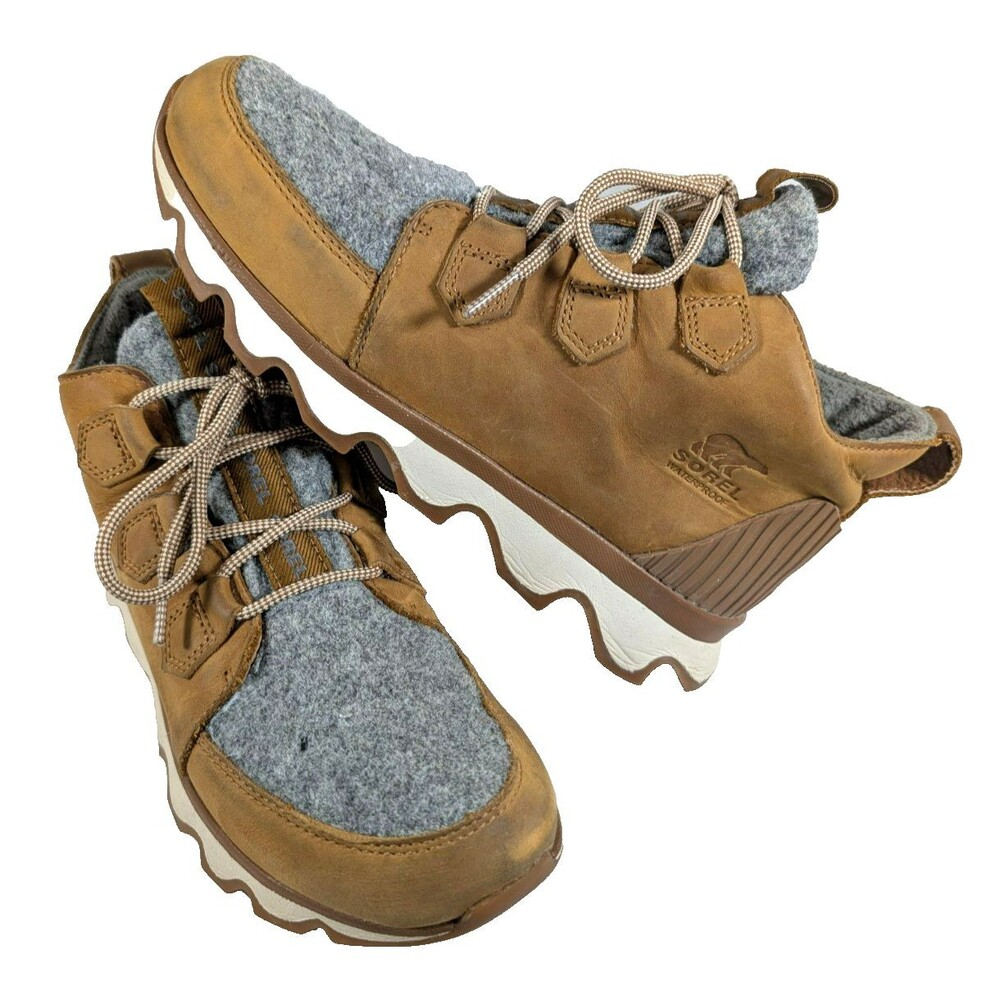 Sorel Kinetic Caribou Womens 9 Waterproof Leather Sneaker Boots Brown NL3372-224